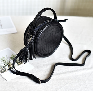 YAAGLE Female Personalized Real Leather Round Cross Body Bag YG8082 - YAAGLE.com