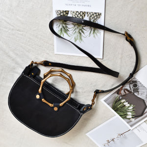 YAAGLE Fashion Metal Handles Genuine Leather Cross Body Bag YG377 - YAAGLE.com