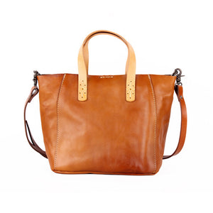 YAAGLE  Simple Style Women Tanned Leather Handbag Tote YG9671 - YAAGLE.com