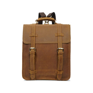 YAAGLE Men's Vintage Multi-layers Crazy Horse Leather Laptop Backpack YGYD8062 - YAAGLE.com