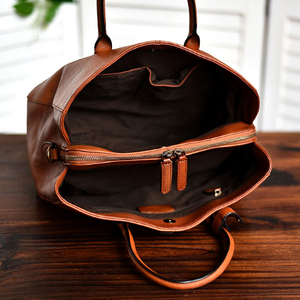 YAAGLE Women Large Capacity Multi-interlayers Tanned Leather Top-handle Bag YG8608 - YAAGLE.com