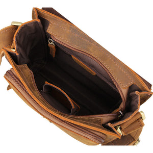 YAAGLE Men's Vintage Crazy Horse Leather Flap Messenger Bag YG7055 - YAAGLE.com