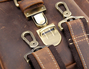 YAAGLE Multi-pockets Crazy Horse Leather Briefcase Handbag for Men YG7105 - YAAGLE.com