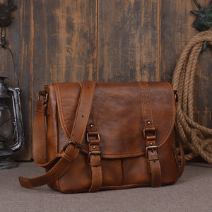 YAAGLE Men's Tanned Leather Business Briefcase Messenger Bag YG9042 - YAAGLE.com