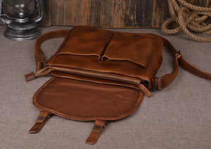 YAAGLE Men's Tanned Leather Business Briefcase Messenger Bag YG9042 - YAAGLE.com