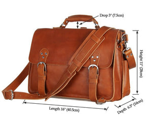 YAAGLE Men's Crazy Horse Leather Business Briefcase Flap Handbag YG7161 - YAAGLE.com