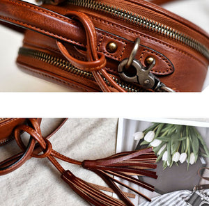 YAAGLE Female Personalized Real Leather Round Cross Body Bag YG8082 - YAAGLE.com