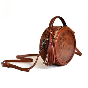YAAGLE Female Personalized Real Leather Round Cross Body Bag YG8082 - YAAGLE.com