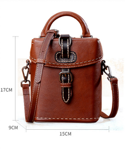 YAAGLE Female Tanned Leather Handmade Stitching Cross Body Bag YG10106 - YAAGLE.com