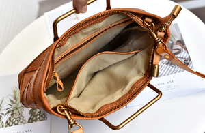 YAAGLE Women Tanned Leather Asymmetric Patchwork Handbag YG375 - YAAGLE.com