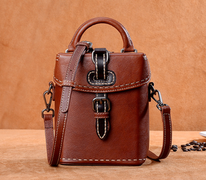 YAAGLE Female Tanned Leather Handmade Stitching Cross Body Bag YG10106 - YAAGLE.com