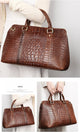 YAAGLE Unisex Crack Pattern Cow Leather Large Handbag YG6003B - YAAGLE.com