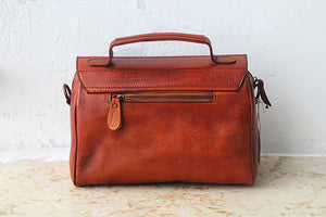 YAAGLE Women Vintage Tanned Leather Flap Shoulder Bag Tote YGPD2099 - YAAGLE.com