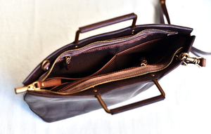 YAAGLE Brief Metal Handles Genuine Leather Handbag YG54 - YAAGLE.com
