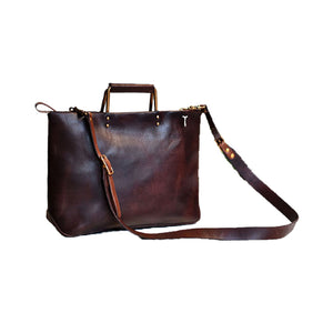 YAAGLE Brief Metal Handles Genuine Leather Handbag YG54 - YAAGLE.com