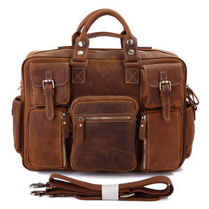 YAAGLE Multi-pockets Real Leather Hand Briefcase for Men YG7028 - YAAGLE.com