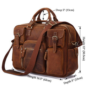 YAAGLE Multi-pockets Real Leather Hand Briefcase for Men YG7028 - YAAGLE.com