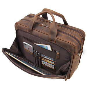 YAAGLE Men's Real Leather Zipper Business Handbag YG7320R - YAAGLE.com