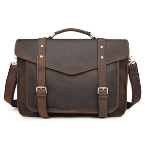 YAAGLE Vintage Crazy Horse Leather Business Briefcase YG7377R - YAAGLE.com