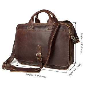 YAAGLE Multi-pockets Crazy Horse Leather Briefcase Handbag for Men YG6020 - YAAGLE.com