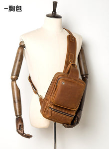 Vintage Full Grain Leather Small Sling Backpack YG1121 - YAAGLE.com