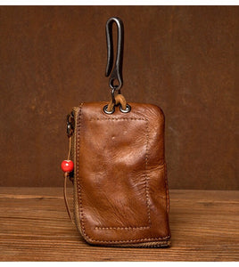 YAAGLE Vintage Key Holders for Men Genuine Leather Male Zipper Key Wallet Bag Cow Leather Key Case card holder YG6540