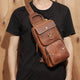 YAAGLE Men Cross Chest Leather Sling Bag with 2 pocket YG20729