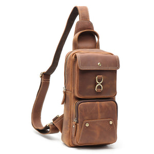 YAAGLE Men Cross Chest Leather Sling Bag with 2 pocket YG20729