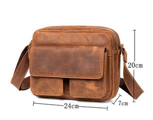 YAAGLE Top Crazy Horse Leather Sling Bag Mens Leather Bag Crossbody Bag for Men YG9754 - YAAGLE.com