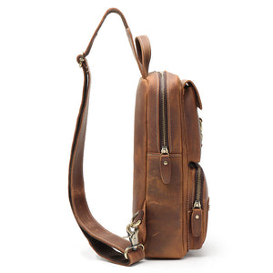 YAAGLE Men Cross Chest Leather Sling Bag with 2 pocket YG20729