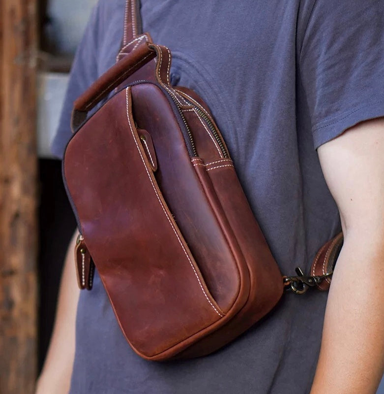 Men's Small Leather Sling Bag