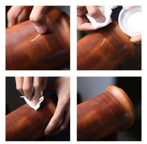 YAAGLE Handcrafted HORWEEN CXL Leather Glass Mason Jar Sleeve Handle Holder Grip Mug Cozy  for 16 oz. Ball Jars YG7650