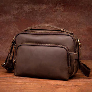 YAAGLE Vintage crazy horse leather genuine leather men shoulder messenger bag YG6653