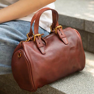 YAAGLE Women Tanned Leather Boston luggage Tote bag YG8815 - YAAGLE.com