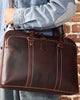 Men's Leather  Briefcase Portfolio Messenger Bag Highend Vintage