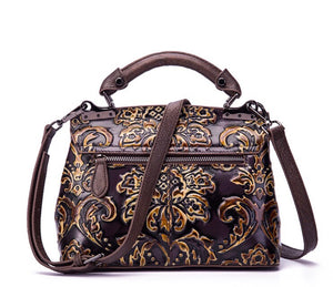 YAAGLE Women Genuine Leather handbags Ladies Embossed Shoulder Bag /Crossbody Bag YG6650