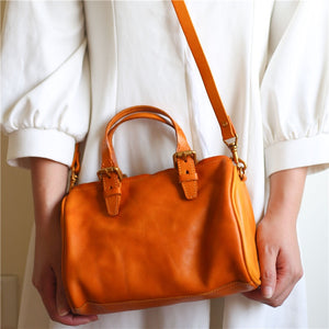 YAAGLE Women Tanned Leather Boston luggage Tote bag YG8815 - YAAGLE.com