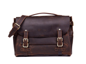 YAAGLE  Crazy Horse Leather Messenger Bag For Men Top Handle bag Laptop Bag YG7369 - YAAGLE.com