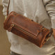 Vintage Crazy Horse Leather Men Barrel-shaped Crossbody Bag Genuine Leather Pillow Sling Beg