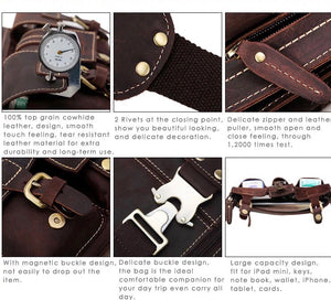 YAAGLE Men's Vintage Genuine Leather Sling Waist Bags Shoulder Customize Funny Pack Leather YG5365 - YAAGLE.com