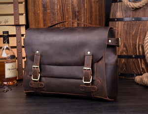 YAAGLE  Crazy Horse Leather Messenger Bag For Men Top Handle bag Laptop Bag YG7369 - YAAGLE.com