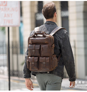 YAAGLE New Crazy Horse Leather Backpack YG8011 - YAAGLE.com