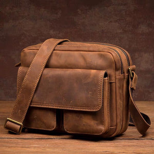 YAAGLE Top Crazy Horse Leather Sling Bag Mens Leather Bag Crossbody Bag for Men YG9754 - YAAGLE.com