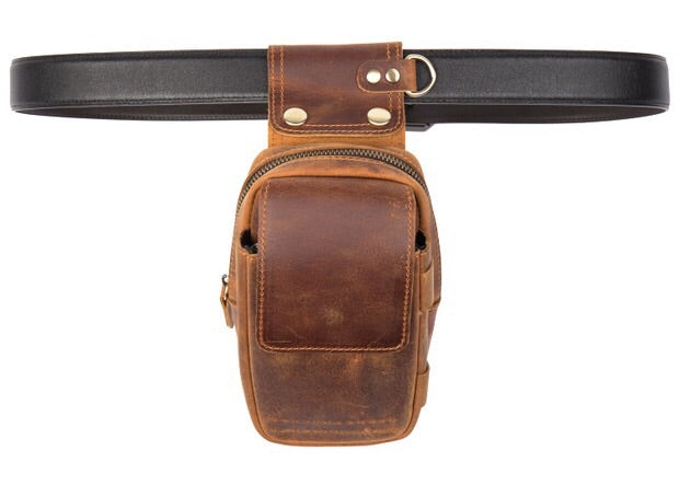 YAAGLE mens genuine leather small Hook Waist Bag Belt Pouch Fanny Pack –