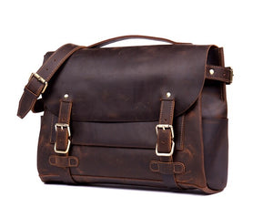 YAAGLE  Crazy Horse Leather Messenger Bag For Men Top Handle bag Laptop Bag YG7369 - YAAGLE.com