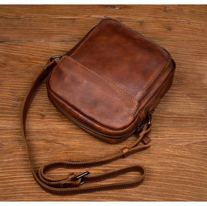 YAAGLE vintage crazy horse genuine cowhide leather sling bag YG5885 - YAAGLE.com