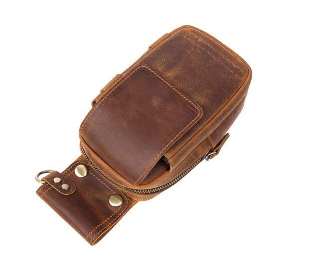 YAAGLE mens genuine leather small Hook Waist Bag Belt Pouch Fanny