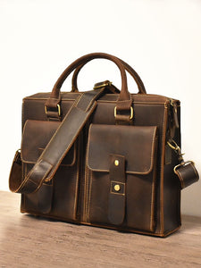 YAAGLE  Men's Vintage Genuine Leather Briefcase Messenger Bag  YG0822