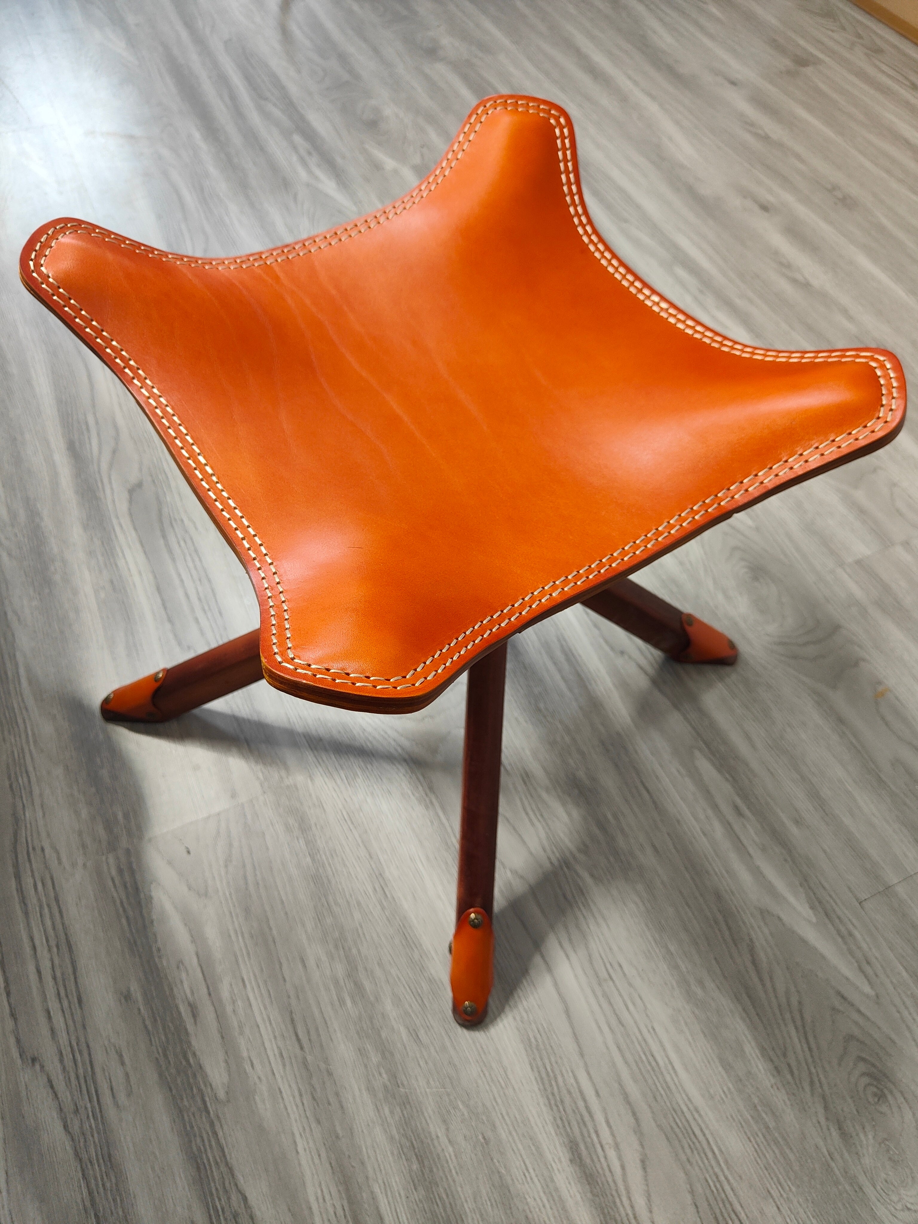 Handmade Leather Camp Stool –