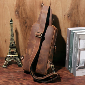 YAAGLE Men Cross Chest Leather Sling Bag with 2 pocket YG20729